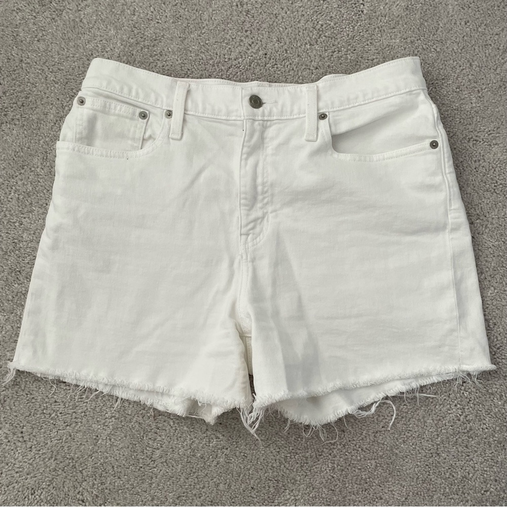 High rise white Jean cut off short